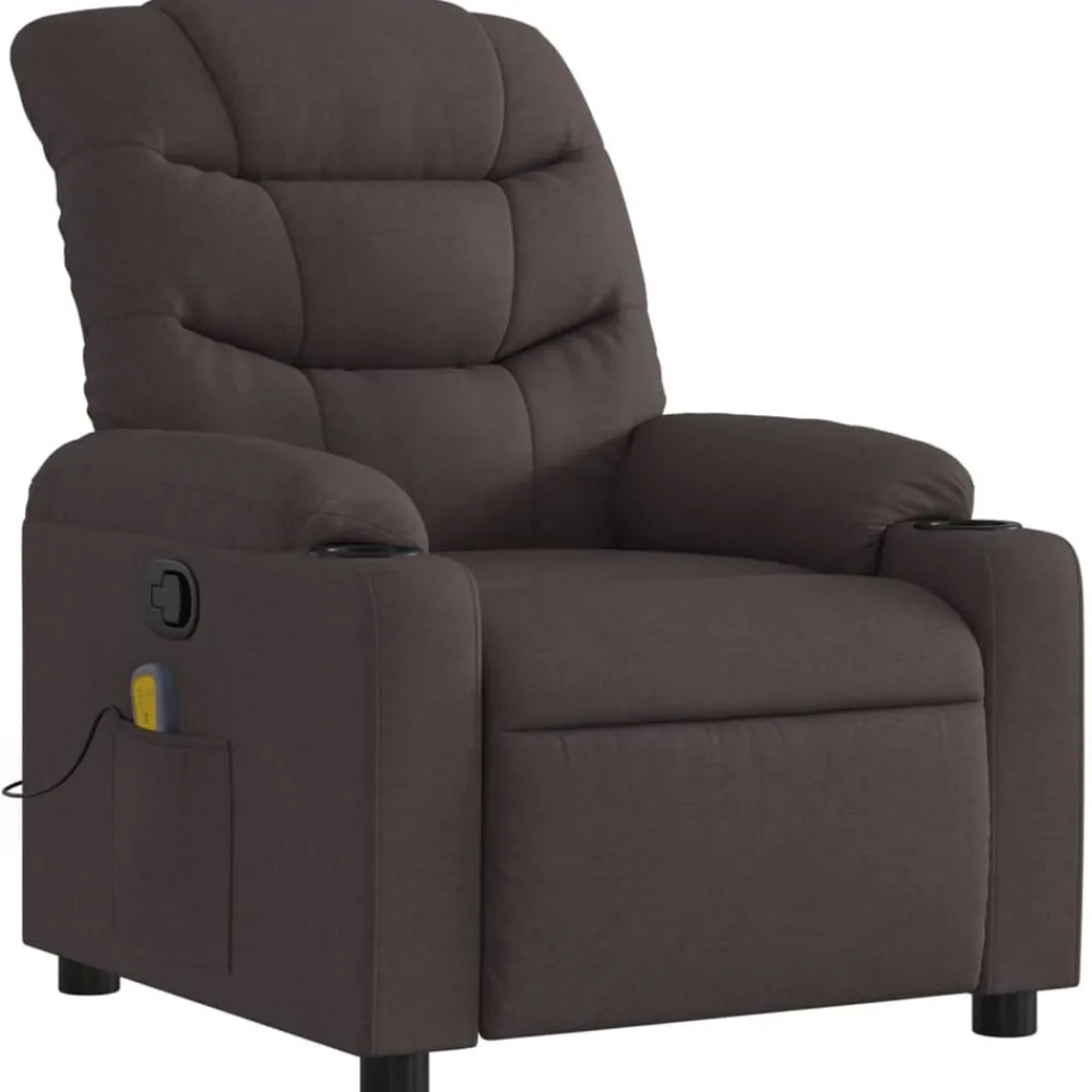 Fauteuils Et Chaises-vidaXL Fauteuil de massage inclinable Tissu Marron foncé