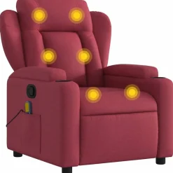 Fauteuils Et Chaises-vidaXL Fauteuil de massage inclinable Tissu Rouge bordeaux