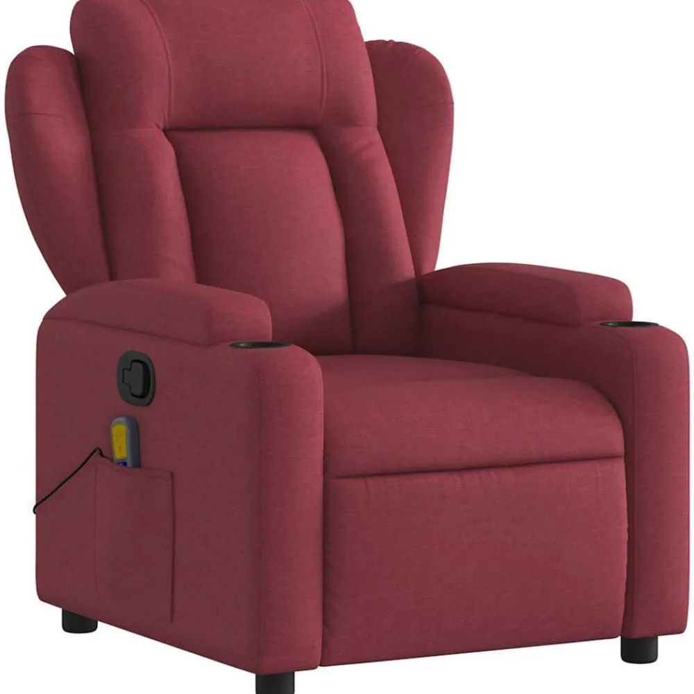 Fauteuils Et Chaises-vidaXL Fauteuil de massage inclinable Tissu Rouge bordeaux