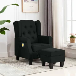 Fauteuils Et Chaises-vidaXL Fauteuil de massage avec repose-pied Tissu Noir