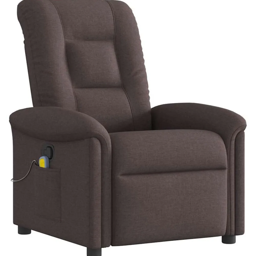 Fauteuils Et Chaises-vidaXL Fauteuil de massage inclinable Tissu Marron foncé