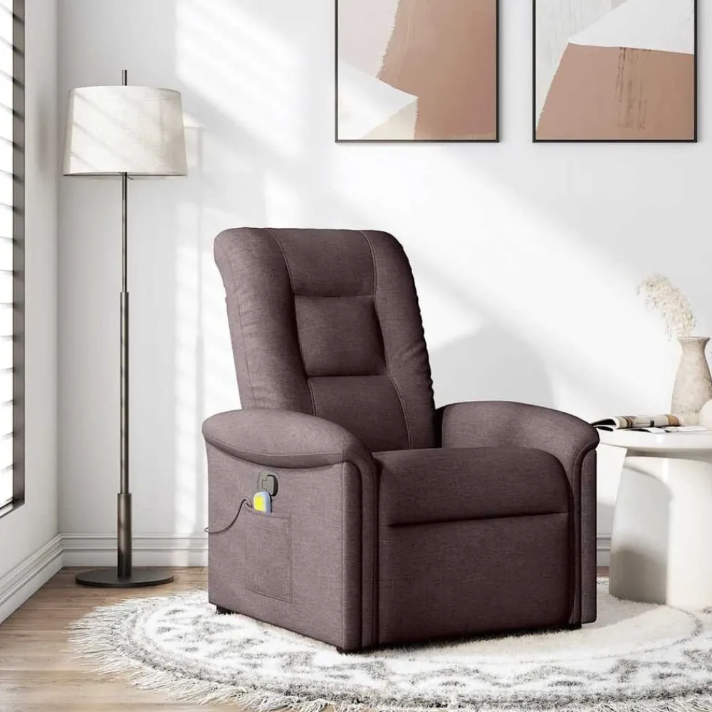 Fauteuils Et Chaises-vidaXL Fauteuil de massage inclinable Tissu Marron foncé