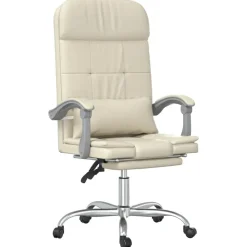 Meubles De Bureau-vidaXL Fauteuil de massage inclinable de bureau Crème Similicuir Crème