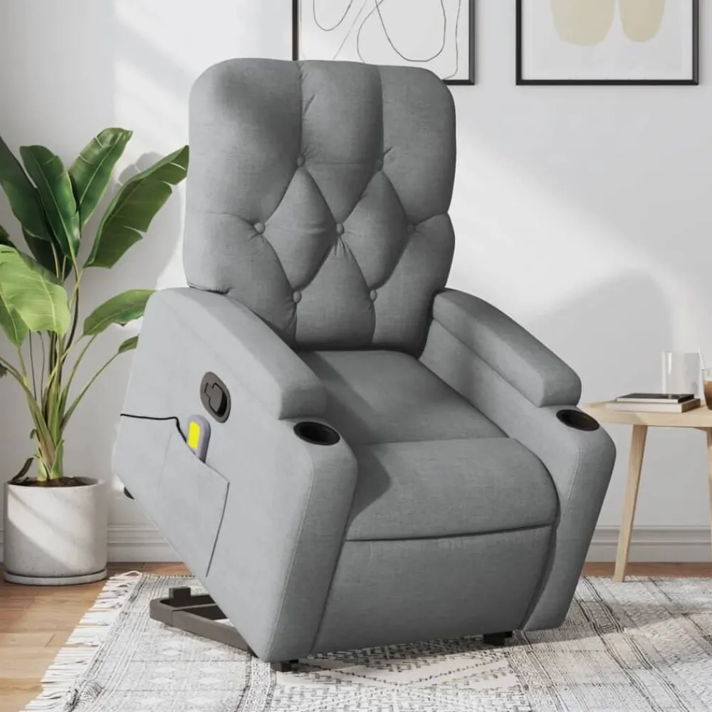 Fauteuils Et Chaises-vidaXL Fauteuil de massage inclinable Tissu Gris clair