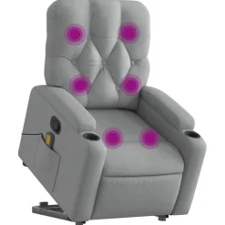 Fauteuils Et Chaises-vidaXL Fauteuil de massage inclinable Tissu Gris clair
