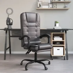 Meubles De Bureau-vidaXL Fauteuil de massage inclinable de bureau Similicuir Gris