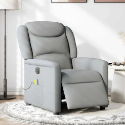 Fauteuils Et Chaises-vidaXL Fauteuil de massage inclinable électrique tissu Gris clair