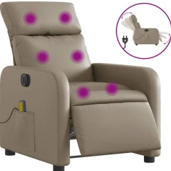 Fauteuils Et Chaises-vidaXL Fauteuil de massage inclinable électrique similicuir Cappuccino