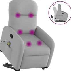 Fauteuils Et Chaises-vidaXL Fauteuil de massage inclinable tissu Gris nuage