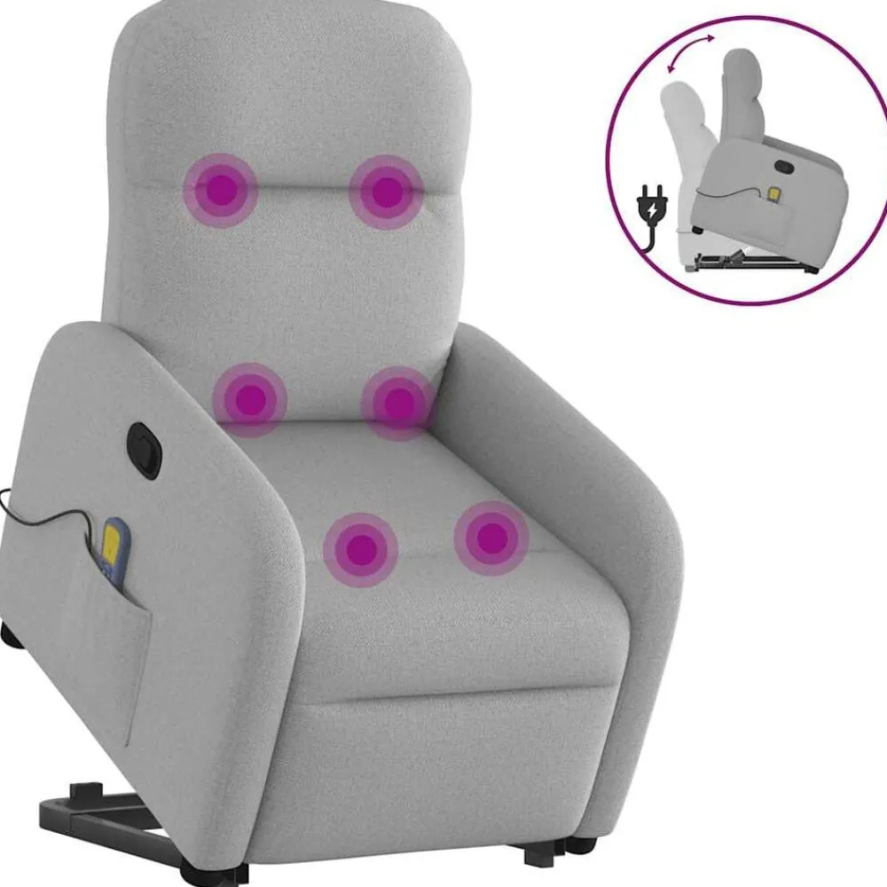 Fauteuils Et Chaises-vidaXL Fauteuil de massage inclinable tissu Gris nuage