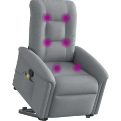 Fauteuils Et Chaises-vidaXL Fauteuil de massage inclinable Tissu Gris clair