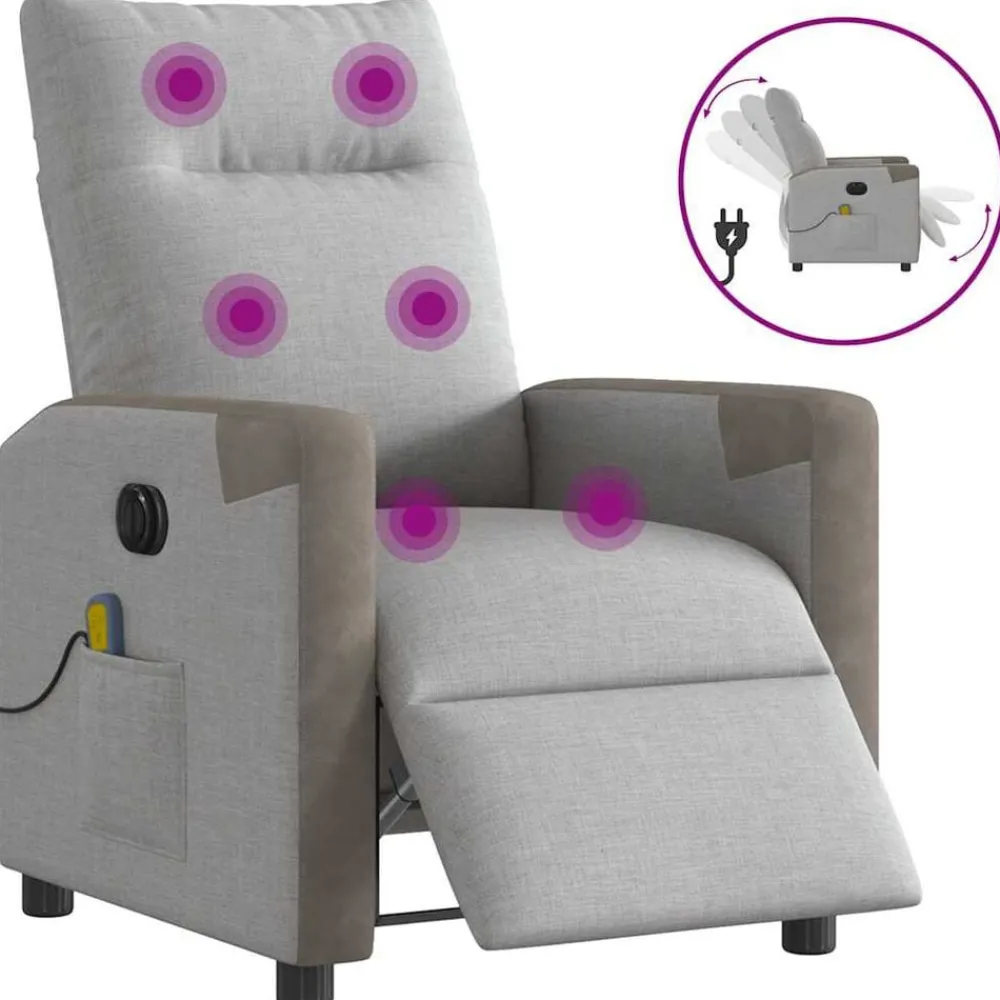 vidaXL Fauteuil de massage inclinable électrique tissu