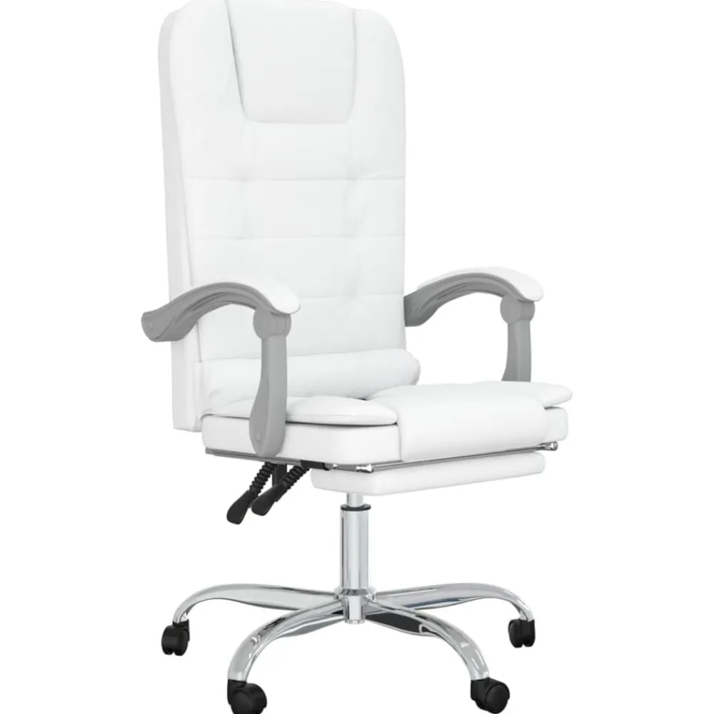 Meubles De Bureau-vidaXL Fauteuil de massage inclinable de bureau Similicuir Blanc