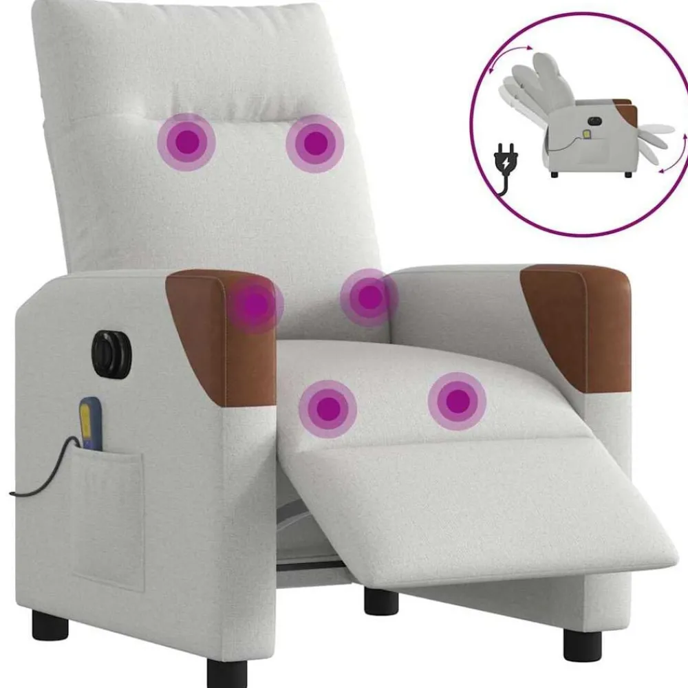 Fauteuils Et Chaises-vidaXL Fauteuil de massage inclinable électrique tissu Gris nuage