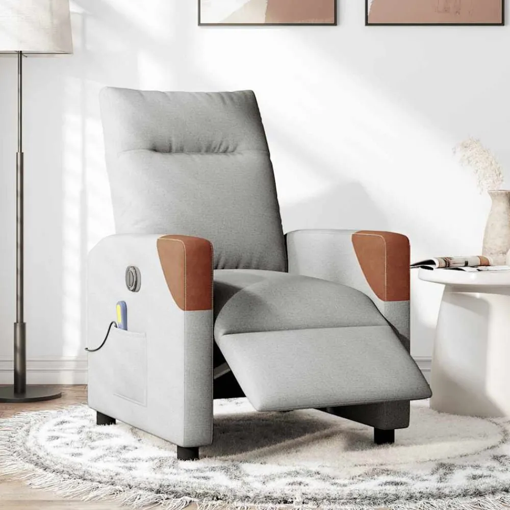 Fauteuils Et Chaises-vidaXL Fauteuil de massage inclinable électrique tissu Gris nuage