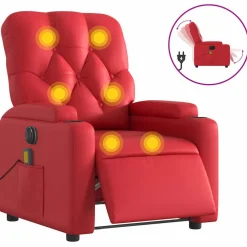 Fauteuils Et Chaises-vidaXL Fauteuil de massage inclinable électrique similicuir Rouge