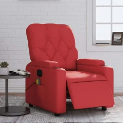 Fauteuils Et Chaises-vidaXL Fauteuil de massage inclinable électrique similicuir Rouge
