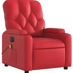 Fauteuils Et Chaises-vidaXL Fauteuil de massage inclinable électrique similicuir Rouge