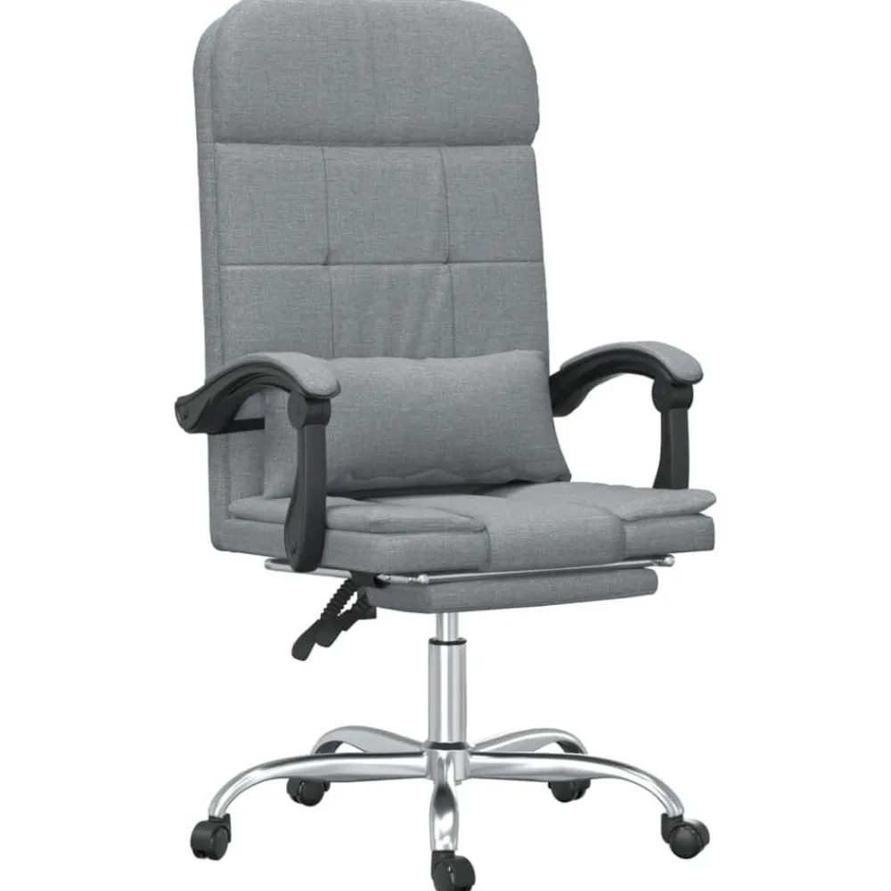 Meubles De Bureau-vidaXL Fauteuil de massage inclinable de bureau Tissu Gris clair