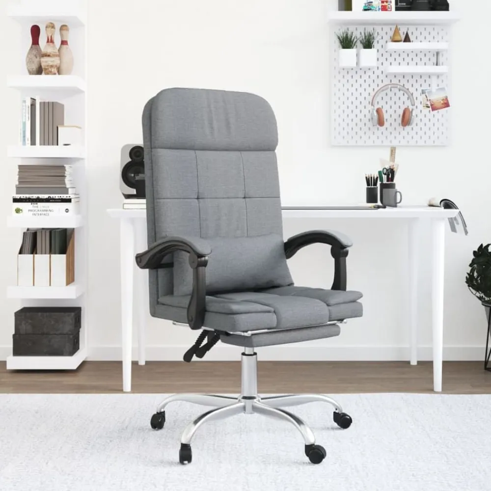 Meubles De Bureau-vidaXL Fauteuil de massage inclinable de bureau Tissu Gris clair