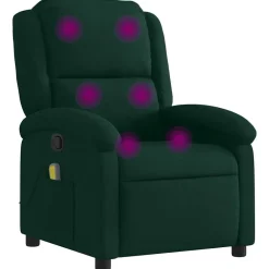 Fauteuils Et Chaises-vidaXL Fauteuil de massage inclinable velours Vert foncé