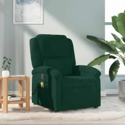 Fauteuils Et Chaises-vidaXL Fauteuil de massage inclinable velours Vert foncé