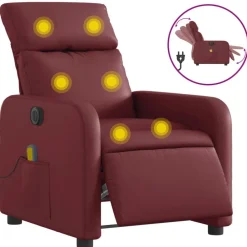 Fauteuils Et Chaises-vidaXL Fauteuil de massage inclinable électrique Rouge bordeaux