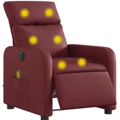 Fauteuils Et Chaises-vidaXL Fauteuil de massage inclinable électrique Rouge bordeaux