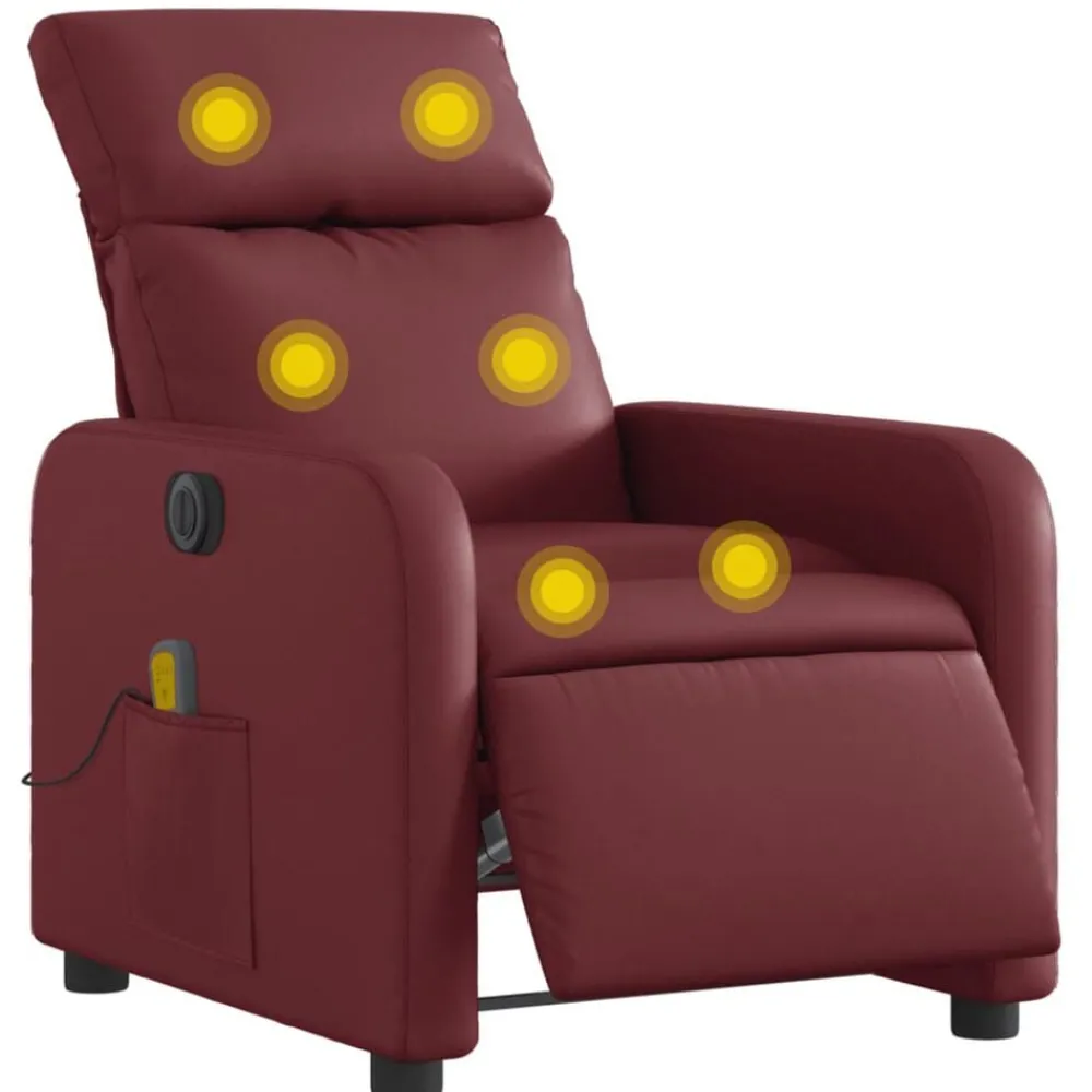 Fauteuils Et Chaises-vidaXL Fauteuil de massage inclinable électrique Rouge bordeaux