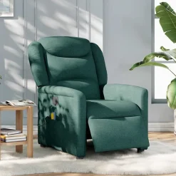 Fauteuils Et Chaises-vidaXL Fauteuil de massage inclinable électrique Tissu Vert foncé
