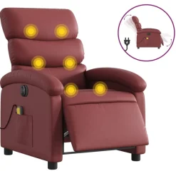 Fauteuils Et Chaises-vidaXL Fauteuil de massage inclinable électrique Rouge bordeaux