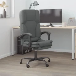 Meubles De Bureau-vidaXL Fauteuil de massage inclinable de bureau Tissu Gris foncé