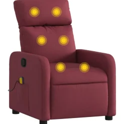 Fauteuils Et Chaises-vidaXL Fauteuil de massage inclinable Tissu Rouge bordeaux