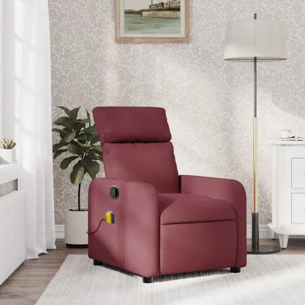 Fauteuils Et Chaises-vidaXL Fauteuil de massage inclinable Tissu Rouge bordeaux