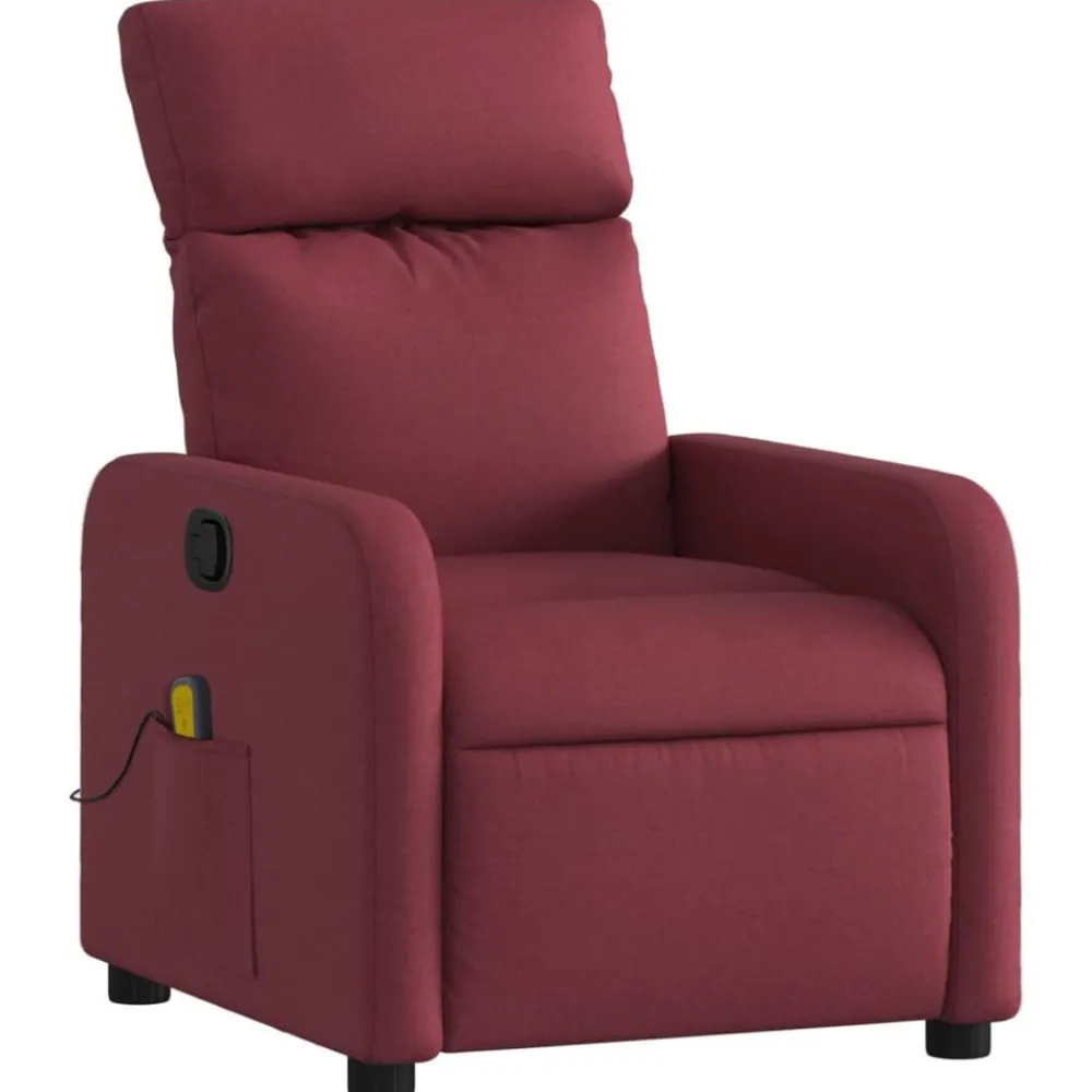 Fauteuils Et Chaises-vidaXL Fauteuil de massage inclinable Tissu Rouge bordeaux