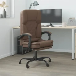 Meubles De Bureau-vidaXL Fauteuil de massage inclinable de bureau Similicuir Marron