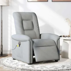 Fauteuils Et Chaises-vidaXL Fauteuil de massage inclinable électrique tissu Gris clair