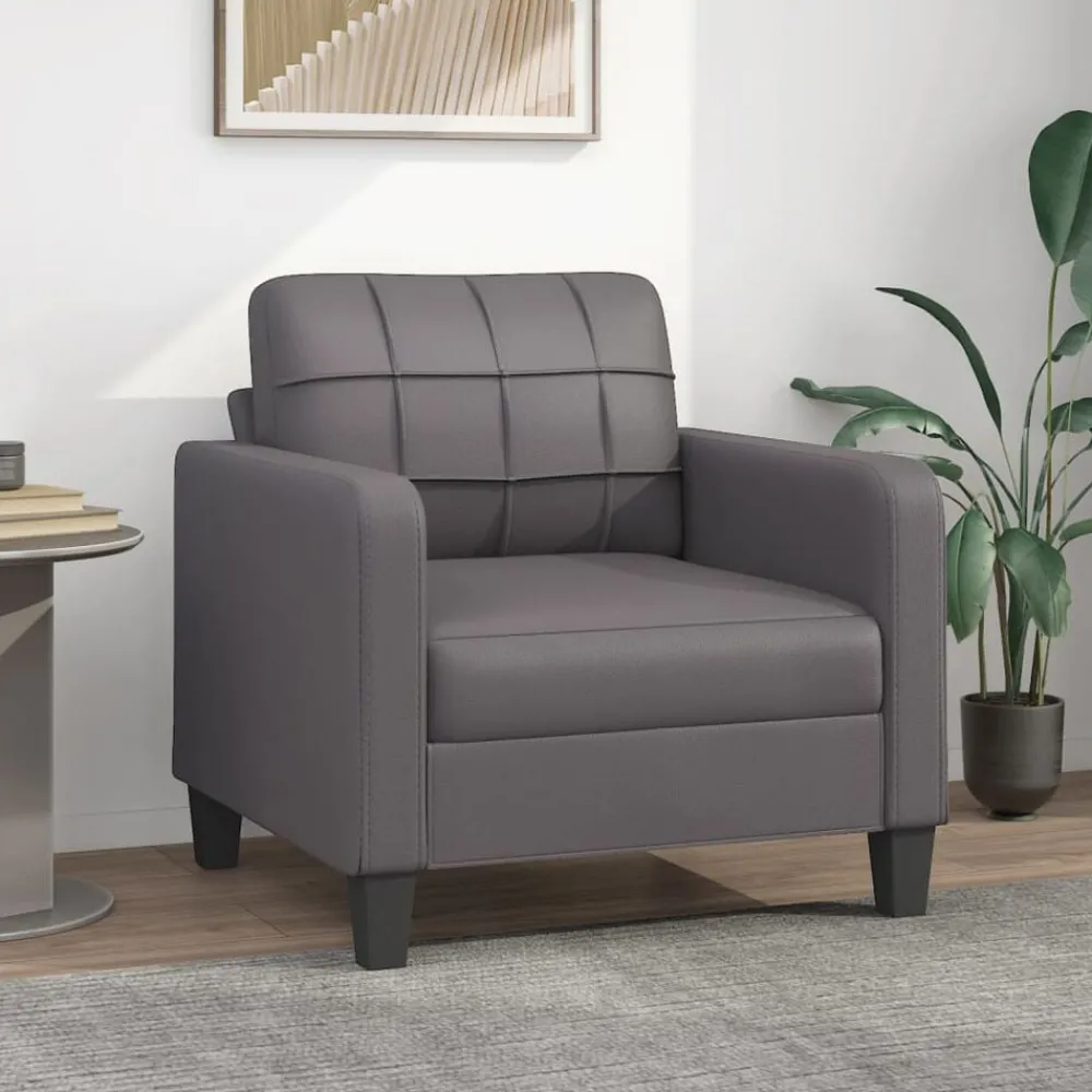 Canapés-vidaXL Fauteuil 60 cm Similicuir Gris