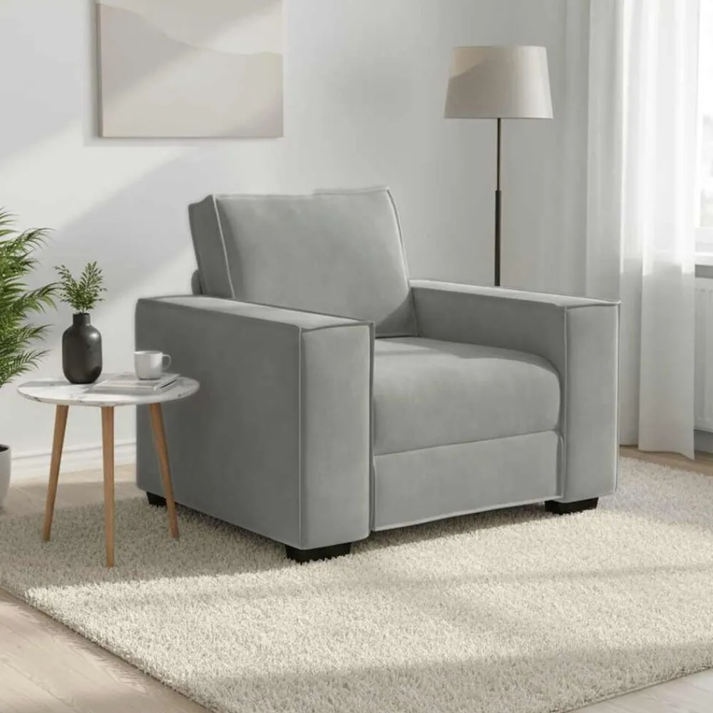 Canapés-vidaXL Fauteuil 100x78x84 cm Velours Gris clair