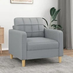 Canapés-vidaXL Fauteuil 60 cm Tissu Gris clair