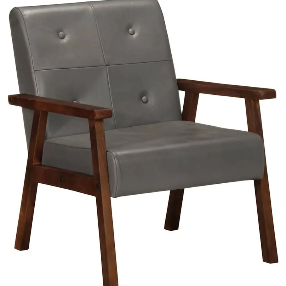 Fauteuils Et Chaises-vidaXL Fauteuil cuir véritable Gris