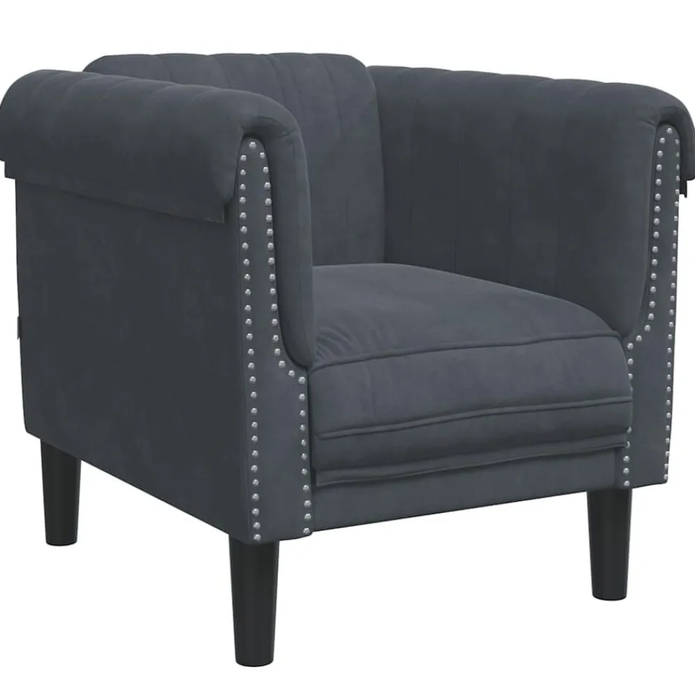 Canapés-vidaXL Fauteuil velours Gris foncé