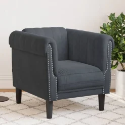 Canapés-vidaXL Fauteuil velours Gris foncé