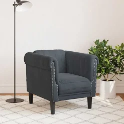 Canapés-vidaXL Fauteuil velours Gris foncé