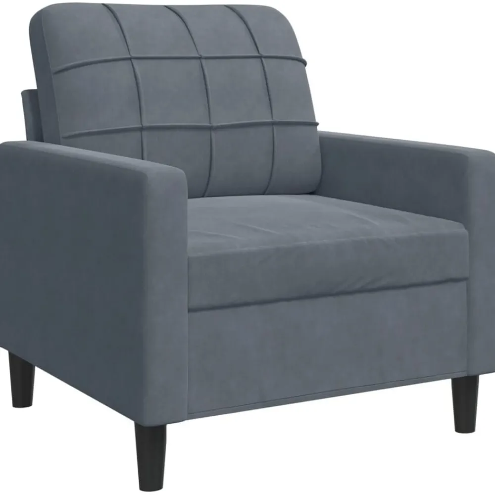 Canapés-vidaXL Fauteuil 60 cm Velours Gris foncé
