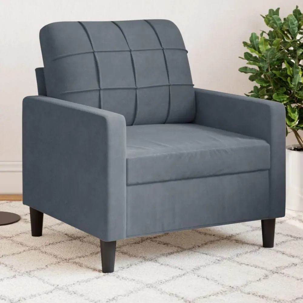 Canapés-vidaXL Fauteuil 60 cm Velours Gris foncé