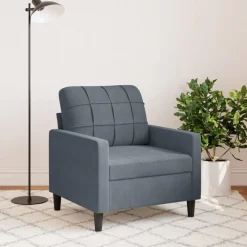 Canapés-vidaXL Fauteuil 60 cm Velours Gris foncé