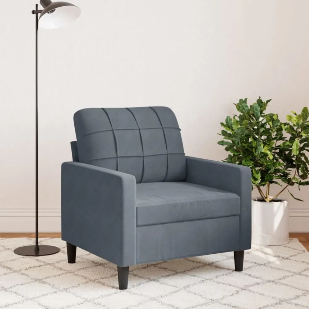 Canapés-vidaXL Fauteuil 60 cm Velours Gris foncé