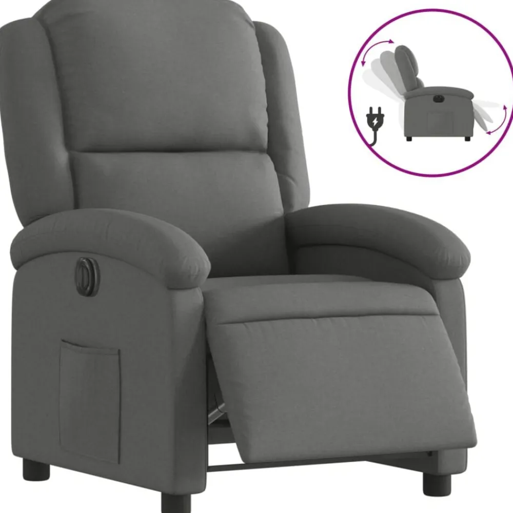 Fauteuils Et Chaises-vidaXL Fauteuil inclinable électrique Tissu Gris foncé