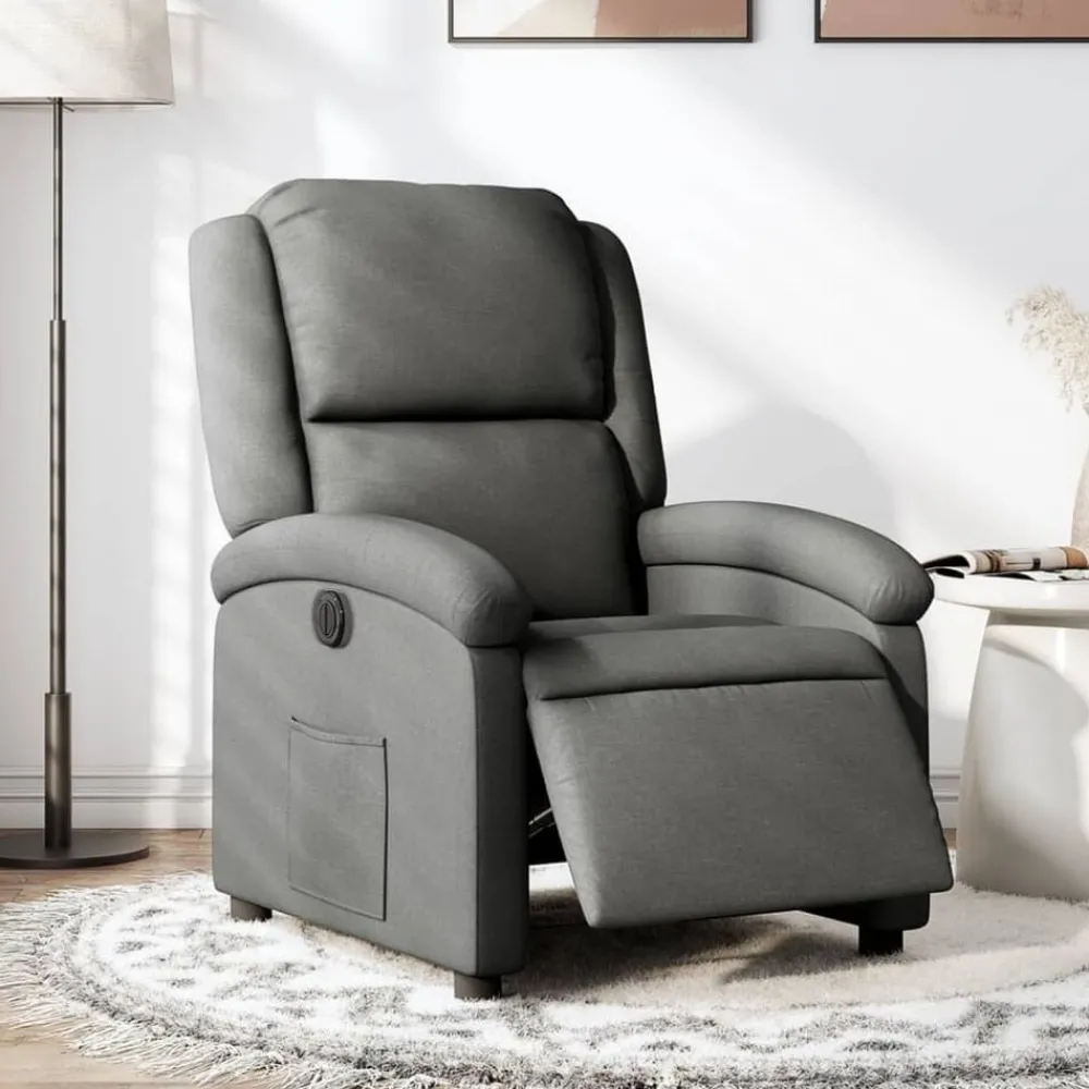 Fauteuils Et Chaises-vidaXL Fauteuil inclinable électrique Tissu Gris foncé